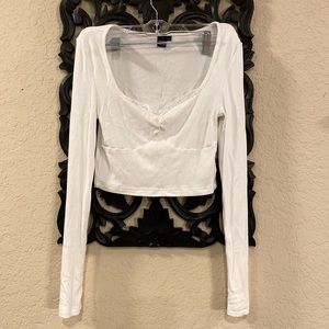 shein white long sleeve crop top size s